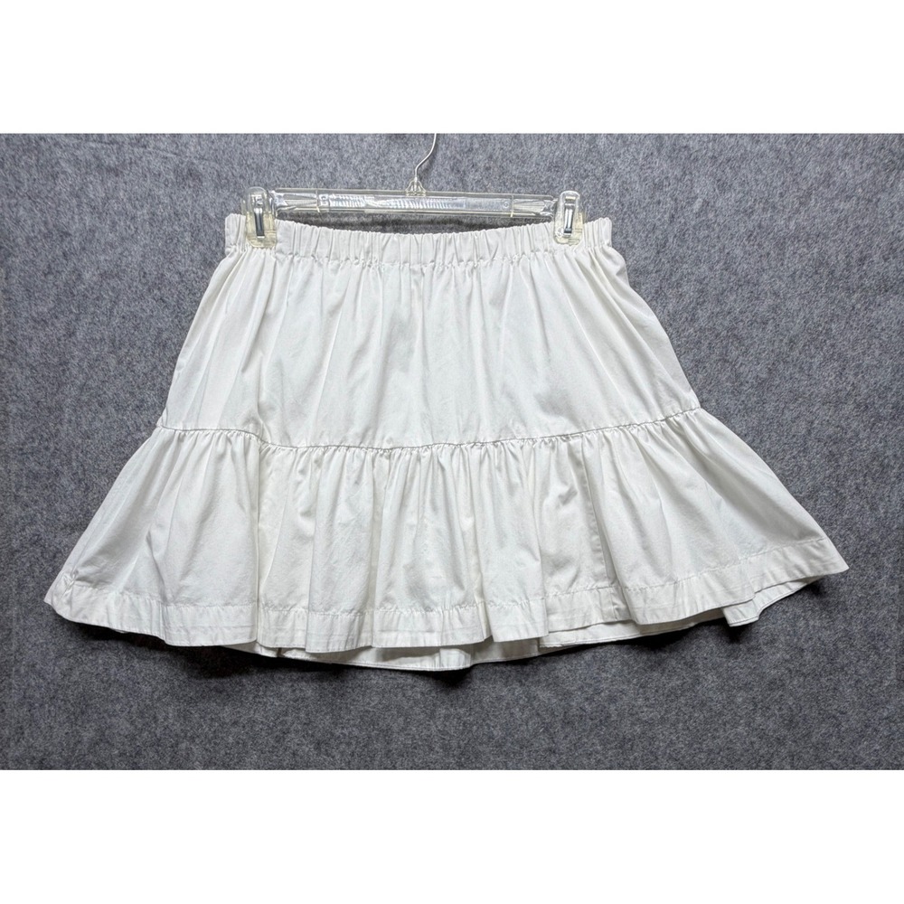 Abercrombie & Fitch White Tiered Mini Skirt Ruffle Cotton Blend Large Lined